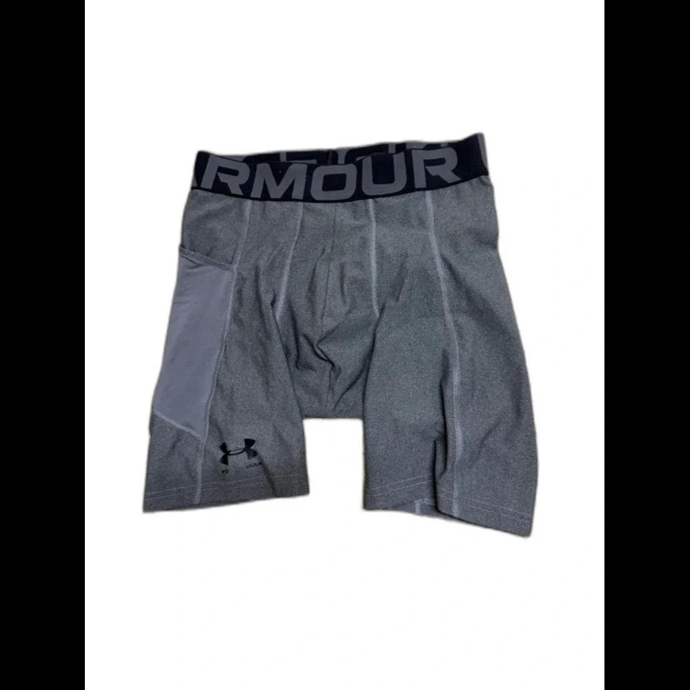 Under Armour Men’s Dark Gray Compression Boxer Briefs with Black Waistband